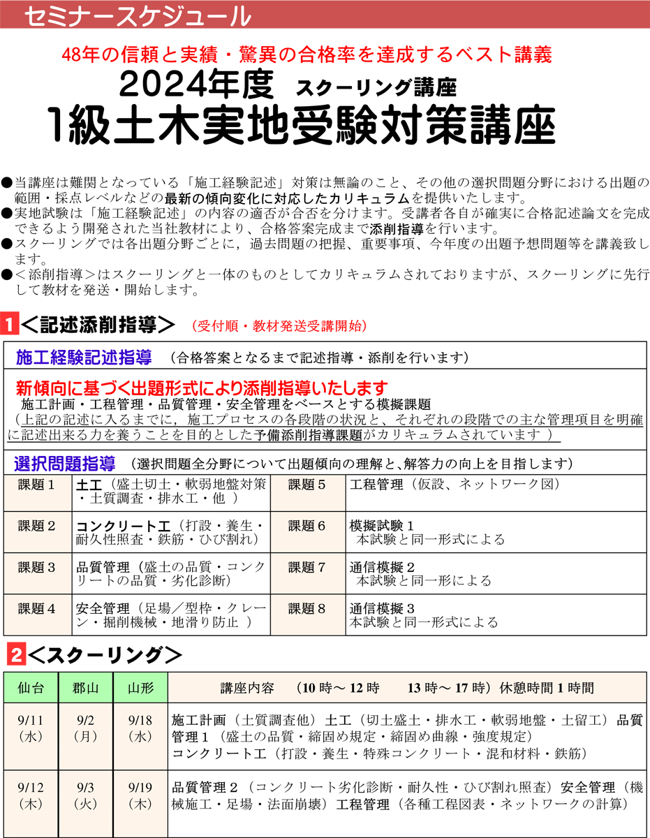 1級土木実地受験対策講座